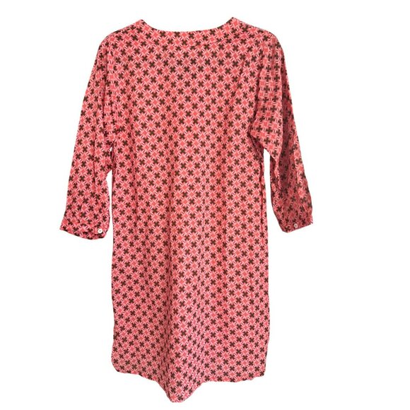 Ellie Kai Pink Brown Geometric Pattern Cover-Up Dress Medium Cotton NWT - Picture 5 of 5